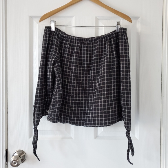 Madewell Plaid Off the Shoulder Top - Picture 3 of 6